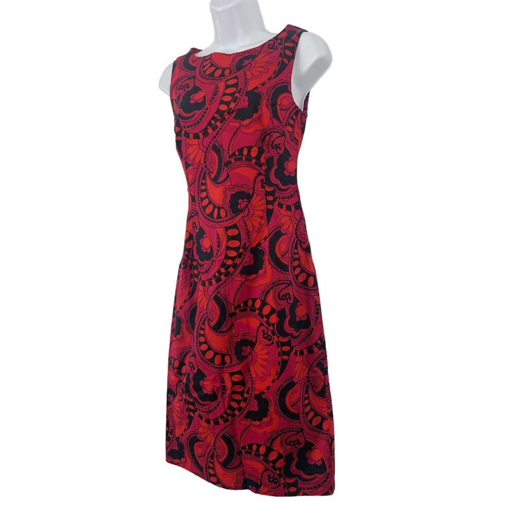 H&M Junior Red & Black Printed Sleeveless Boat Neck Sheath Dress Size 4 Small - Picture 4 of 11